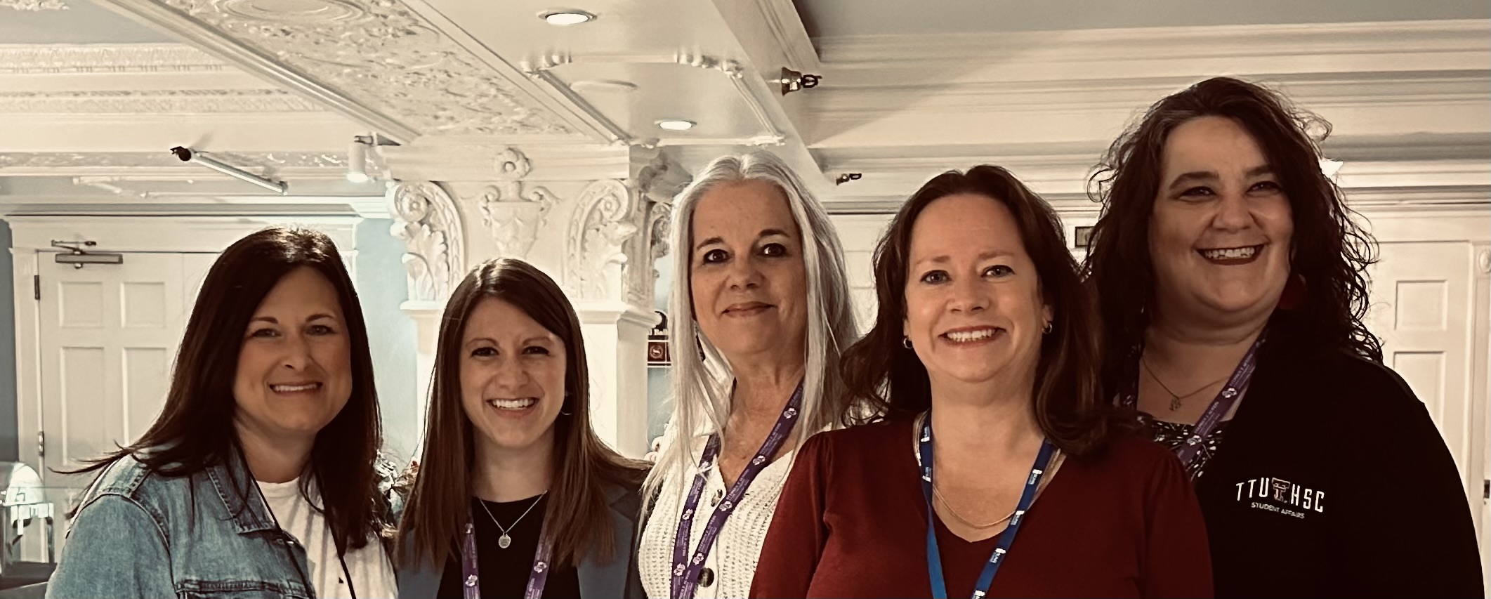 Photograph of 5 women that are the AHEAD in Texas Board of Directors Leadership- President Tamara Mancini, Past President Cindy Lowery, Treasurer Tiffany Rivers, Secretary Samantha Johnson, Director-at-Large Susan Denman-Briones, not pictured Director of Communication and Membership Laura Ramsey